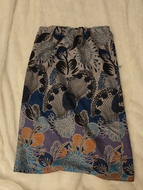 Silk Glam Gray and Blue Floral Skirt